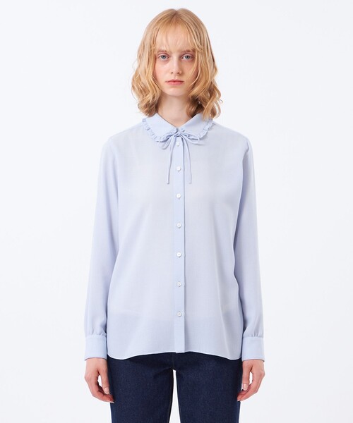 MACKINTOSH PHILOSOPHY（ﾏｯｷﾝﾄｯｼｭ ﾌｨﾛｿﾌｨｰ）の「フリルシャツブラウス（シャツ/ブラウス・レディース・ブルー/ダークネイビー/チャコールグレー・38）」の7枚目の写真