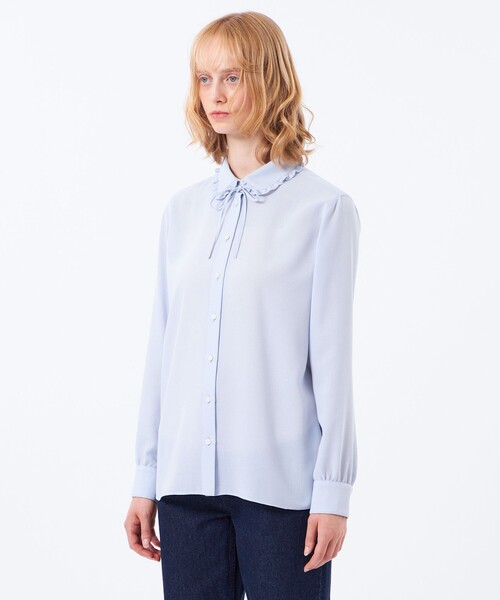 MACKINTOSH PHILOSOPHY（ﾏｯｷﾝﾄｯｼｭ ﾌｨﾛｿﾌｨｰ）の「フリルシャツブラウス（シャツ/ブラウス・レディース・ブルー/ダークネイビー/チャコールグレー・38）」の8枚目の写真
