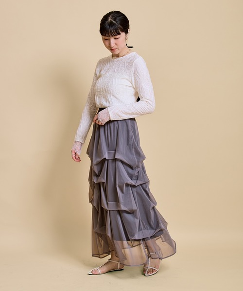 LHELBIE(レルビエ)の「ウェーブシアートップス(Tシャツ/カットソー・レディース・ブルー/アイボリー/ブラック・M)」の14枚目の写真