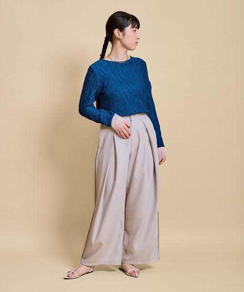 LHELBIE(レルビエ)の「ウェーブシアートップス(Tシャツ/カットソー・レディース・ブルー/アイボリー/ブラック・M)」の19枚目の写真