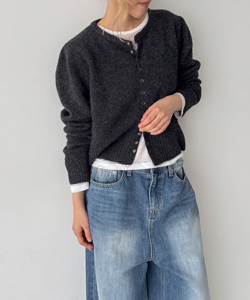 CANAL JEAN(キャナルジーン)の「El mar ウール混スナップボタンニットカーディガン(カーディガン/ボレロ・レディース・ネイビー/ブラウン/オフホワイト/チャコールグレー・ONE SIZE)」の1枚目の写真