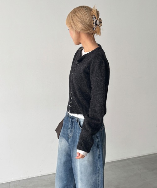 CANAL JEAN(キャナルジーン)の「El mar ウール混スナップボタンニットカーディガン(カーディガン/ボレロ・レディース・ネイビー/ブラウン/オフホワイト/チャコールグレー・ONE SIZE)」の7枚目の写真