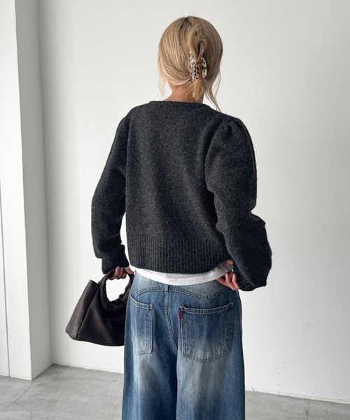 CANAL JEAN(キャナルジーン)の「El mar ウール混スナップボタンニットカーディガン(カーディガン/ボレロ・レディース・ネイビー/ブラウン/オフホワイト/チャコールグレー・ONE SIZE)」の8枚目の写真