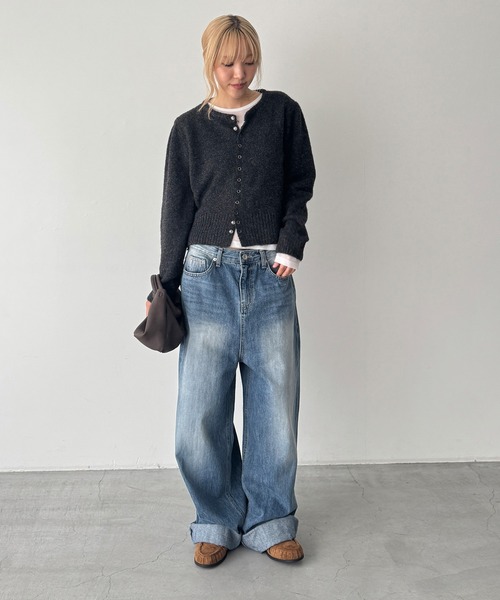 CANAL JEAN(キャナルジーン)の「El mar ウール混スナップボタンニットカーディガン(カーディガン/ボレロ・レディース・ネイビー/ブラウン/オフホワイト/チャコールグレー・ONE SIZE)」の9枚目の写真