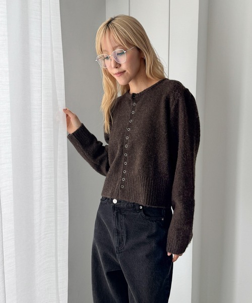 CANAL JEAN(キャナルジーン)の「El mar ウール混スナップボタンニットカーディガン(カーディガン/ボレロ・レディース・ネイビー/ブラウン/オフホワイト/チャコールグレー・ONE SIZE)」の13枚目の写真
