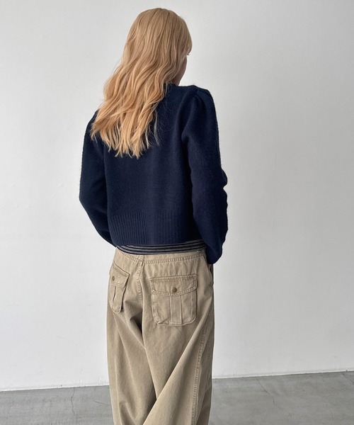 CANAL JEAN(キャナルジーン)の「El mar ウール混スナップボタンニットカーディガン(カーディガン/ボレロ・レディース・ネイビー/ブラウン/オフホワイト/チャコールグレー・ONE SIZE)」の19枚目の写真