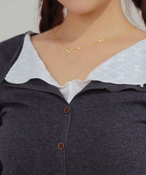 Anely(アネリー)の「フェイクレイヤード 襟付き ボタン フィット トップス(Tシャツ/カットソー・レディース・ホワイト/チャコールグレー・FREE)」の14枚目の写真