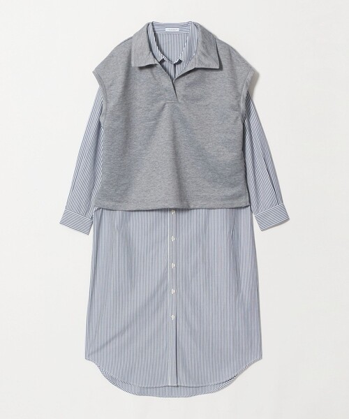 A DAY IN THE LIFE UNITED ARROWS(アデイインザライフユナイテッドアローズ)の「スウェット スキッパーベスト+シャツワンピース ‐セットアイテム‐<A DAY IN THE LIFE>(ワンピース・レディース・ブラウン系/グレー系・FREE)」の2枚目の写真
