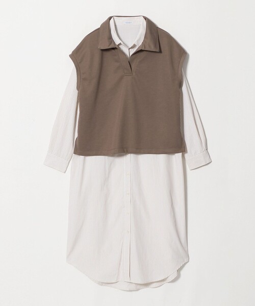 A DAY IN THE LIFE UNITED ARROWS(アデイインザライフユナイテッドアローズ)の「スウェット スキッパーベスト+シャツワンピース ‐セットアイテム‐<A DAY IN THE LIFE>(ワンピース・レディース・ブラウン系/グレー系・FREE)」の1枚目の写真