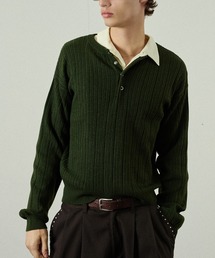 Adoon plain（アドーンプレーン）の「Snap Button Rib Henry Neck Knit / スナップボタンリブヘンリーネックニット（ニット/セーター）」