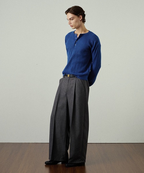 Adoon plain（アドーンプレーン）の「Snap Button Rib Henry Neck Knit / スナップボタンリブヘンリーネックニット（ニット/セーター・メンズ・アイボリー/チャコールグレー/ブラウン/ライトグレー/ブラック/ボルドー/ブルー/オリーブ・LARGE/SMALL/MEDIUM）」の17枚目の写真