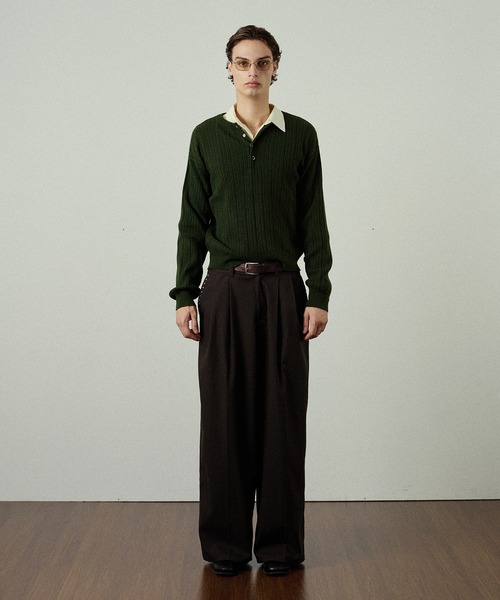 Adoon plain（アドーンプレーン）の「Snap Button Rib Henry Neck Knit / スナップボタンリブヘンリーネックニット（ニット/セーター・メンズ・アイボリー/チャコールグレー/ブラウン/ライトグレー/ブラック/ボルドー/ブルー/オリーブ・LARGE/SMALL/MEDIUM）」の18枚目の写真