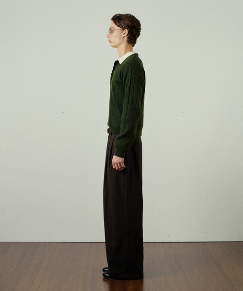 Adoon plain（アドーンプレーン）の「Snap Button Rib Henry Neck Knit / スナップボタンリブヘンリーネックニット（ニット/セーター・メンズ・アイボリー/チャコールグレー/ブラウン/ライトグレー/ブラック/ボルドー/ブルー/オリーブ・LARGE/SMALL/MEDIUM）」の19枚目の写真