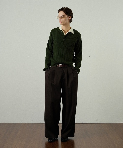 Adoon plain（アドーンプレーン）の「Snap Button Rib Henry Neck Knit / スナップボタンリブヘンリーネックニット（ニット/セーター・メンズ・アイボリー/チャコールグレー/ブラウン/ライトグレー/ブラック/ボルドー/ブルー/オリーブ・LARGE/SMALL/MEDIUM）」の20枚目の写真