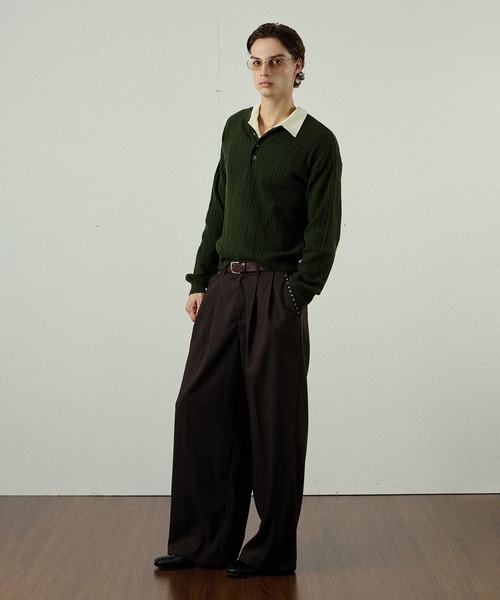 Adoon plain（アドーンプレーン）の「Snap Button Rib Henry Neck Knit / スナップボタンリブヘンリーネックニット（ニット/セーター・メンズ・アイボリー/チャコールグレー/ブラウン/ライトグレー/ブラック/ボルドー/ブルー/オリーブ・LARGE/SMALL/MEDIUM）」の21枚目の写真