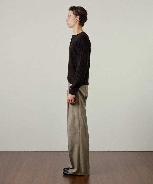 Adoon plain（アドーンプレーン）の「Snap Button Rib Henry Neck Knit / スナップボタンリブヘンリーネックニット（ニット/セーター・メンズ・アイボリー/チャコールグレー/ブラウン/ライトグレー/ブラック/ボルドー/ブルー/オリーブ・LARGE/SMALL/MEDIUM）」の22枚目の写真