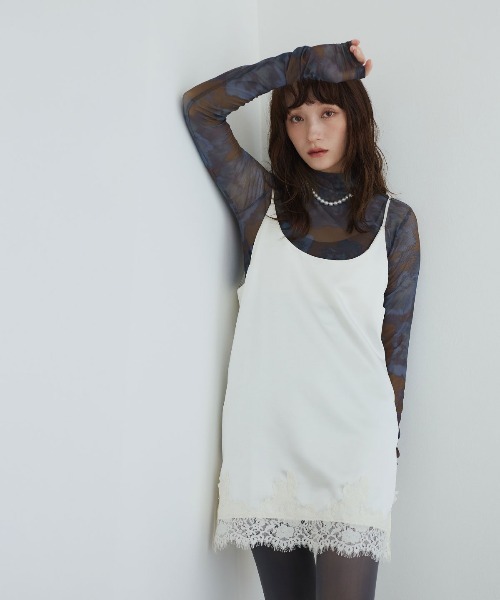 W:Huku(フーク)の「【ストレッチ メッシュ】ハイネック プリント トップス / Stretch Mesh High-Neck Printed Top(Tシャツ/カットソー・レディース・ブラウン/ブラック・FREE)」の9枚目の写真