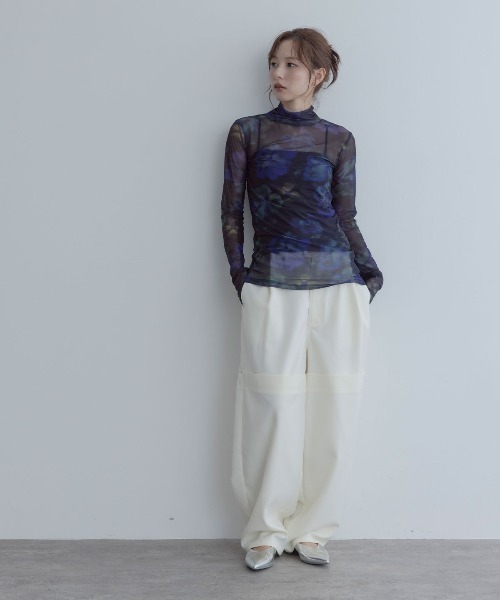 W:Huku(フーク)の「【ストレッチ メッシュ】ハイネック プリント トップス / Stretch Mesh High-Neck Printed Top(Tシャツ/カットソー・レディース・ブラウン/ブラック・FREE)」の11枚目の写真