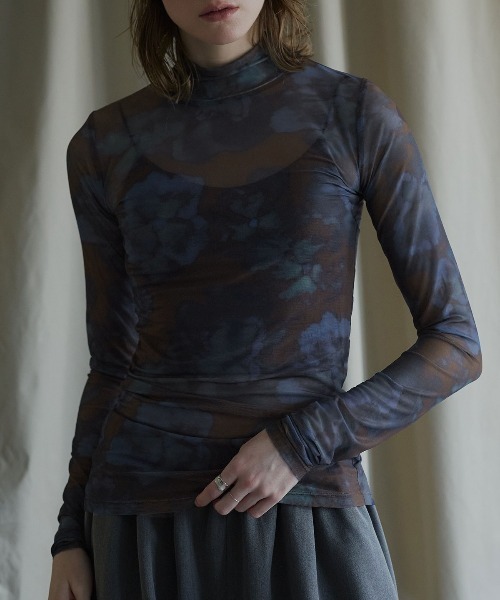 W:Huku(フーク)の「【ストレッチ メッシュ】ハイネック プリント トップス / Stretch Mesh High-Neck Printed Top(Tシャツ/カットソー・レディース・ブラウン/ブラック・FREE)」の18枚目の写真