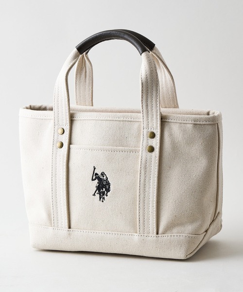 U.S. POLO ASSN.(ユーエスポロアッスン)の「【U.S. POLO ASSN./ユーエスポロアッスン】【不動の人気を誇るキャンバストートバッグ】リバイバルトート Sサイズ 綿100% ミニトート キャンバス ロゴトートバッグ 天ファスナー 内ポケット USPA-1862(トートバッグ・レディース・ピンク/クリアブルー/スミクロ/グリーン/ダークブルー/ホワイト/イエロー/オフホワイト/ブラウン/ブラック/ブルー・FREE)」の2枚目の写真