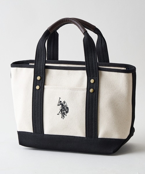 U.S. POLO ASSN.(ユーエスポロアッスン)の「【U.S. POLO ASSN./ユーエスポロアッスン】【不動の人気を誇るキャンバストートバッグ】リバイバルトート Sサイズ 綿100% ミニトート キャンバス ロゴトートバッグ 天ファスナー 内ポケット USPA-1862(トートバッグ・レディース・ピンク/クリアブルー/スミクロ/グリーン/ダークブルー/ホワイト/イエロー/オフホワイト/ブラウン/ブラック/ブルー・FREE)」の4枚目の写真