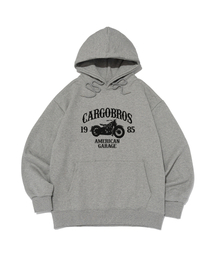 [裏起毛選択] CB 1985 バイクグラフィックフードTシャツ (グレー)