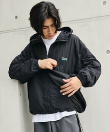 限定展開 ワンポイントロゴ ナイロン フーディー ブルゾン / ドローコード