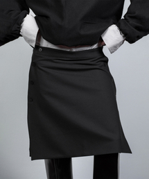 LAYERED BUTTON MIDI SKIRT BLACK