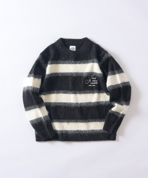 kaoyorinakami(カオヨリナカミ)の「logo multborder knit / ロゴマルチボーダーニット(ニット/セーター・メンズ・グリーン/ブラック/ブラウン・SMALL/X-LARGE/LARGE/MEDIUM)」の22枚目の写真