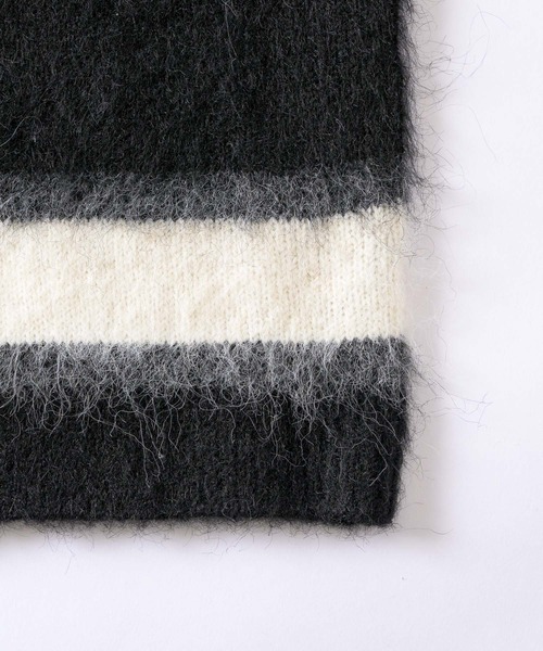 kaoyorinakami(カオヨリナカミ)の「logo multborder knit / ロゴマルチボーダーニット(ニット/セーター・メンズ・グリーン/ブラック/ブラウン・SMALL/X-LARGE/LARGE/MEDIUM)」の9枚目の写真