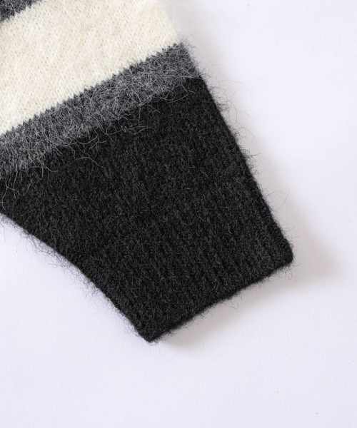 kaoyorinakami(カオヨリナカミ)の「logo multborder knit / ロゴマルチボーダーニット(ニット/セーター・メンズ・グリーン/ブラック/ブラウン・SMALL/X-LARGE/LARGE/MEDIUM)」の10枚目の写真