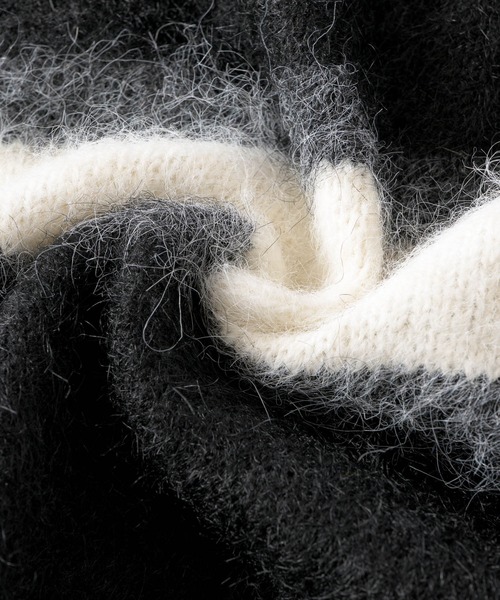 kaoyorinakami(カオヨリナカミ)の「logo multborder knit / ロゴマルチボーダーニット(ニット/セーター・メンズ・グリーン/ブラック/ブラウン・SMALL/X-LARGE/LARGE/MEDIUM)」の4枚目の写真
