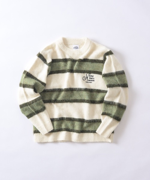 kaoyorinakami(カオヨリナカミ)の「logo multborder knit / ロゴマルチボーダーニット(ニット/セーター・メンズ・グリーン/ブラック/ブラウン・SMALL/X-LARGE/LARGE/MEDIUM)」の13枚目の写真
