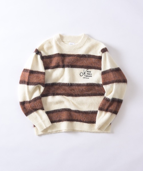 kaoyorinakami(カオヨリナカミ)の「logo multborder knit / ロゴマルチボーダーニット(ニット/セーター・メンズ・グリーン/ブラック/ブラウン・SMALL/X-LARGE/LARGE/MEDIUM)」の16枚目の写真