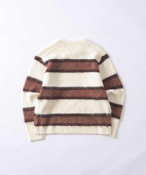 kaoyorinakami(カオヨリナカミ)の「logo multborder knit / ロゴマルチボーダーニット(ニット/セーター・メンズ・グリーン/ブラック/ブラウン・SMALL/X-LARGE/LARGE/MEDIUM)」の6枚目の写真