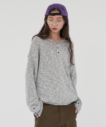WISH FOR EVER(�E�B�b�V���t�H�[�G�o�[)��SLAB ROLL-UP HENRY NECK KNIT/�X���u���[���A�b�v�w�����[�j�b�g(�j�b�g/�Z�[�^�[)