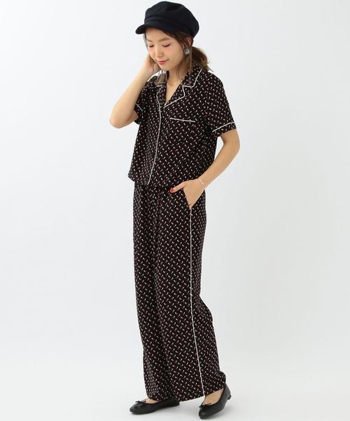 Another Edition（アナザーエディション）の「プリントトリミングシャツ/ AEMFC PRT TRM  SHT●（シャツ/ブラウス・レディース・ブラック/ベージュ・フリー）」の8枚目の写真