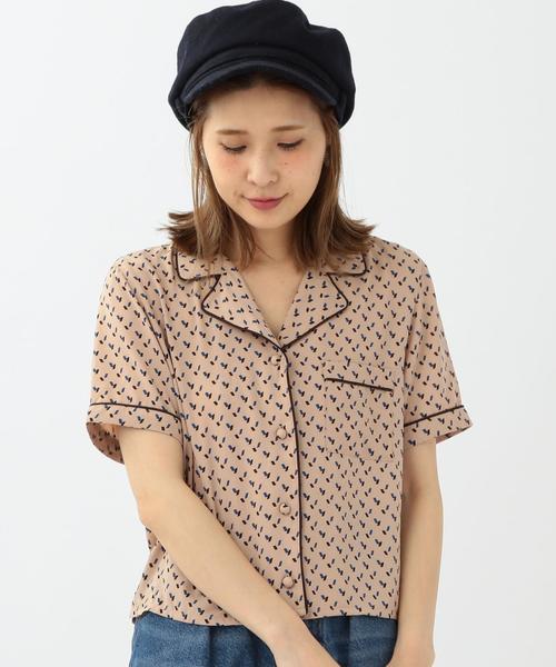 Another Edition（アナザーエディション）の「プリントトリミングシャツ/ AEMFC PRT TRM  SHT●（シャツ/ブラウス・レディース・ブラック/ベージュ・フリー）」の6枚目の写真