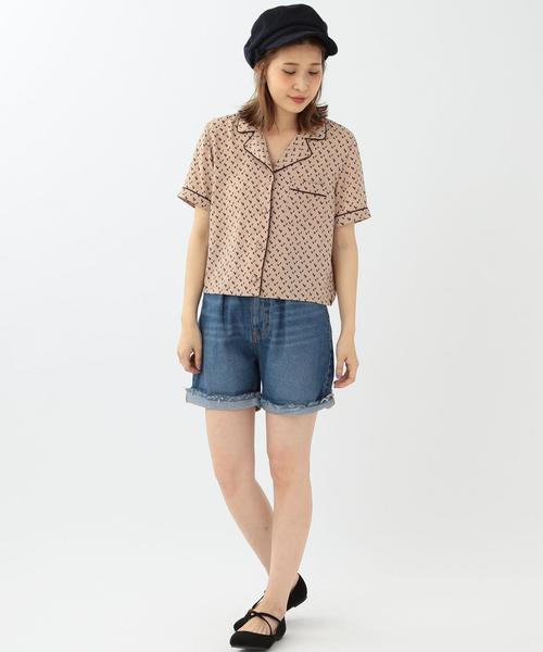 Another Edition（アナザーエディション）の「プリントトリミングシャツ/ AEMFC PRT TRM  SHT●（シャツ/ブラウス・レディース・ブラック/ベージュ・フリー）」の5枚目の写真