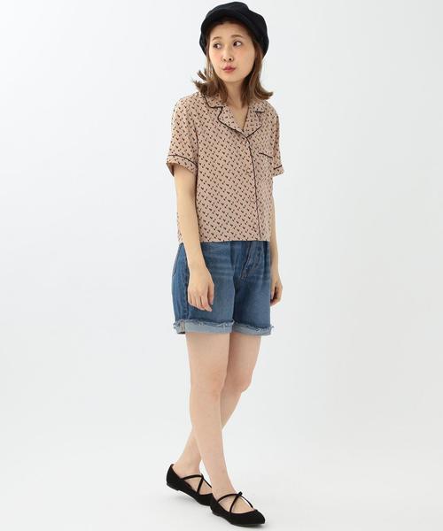 Another Edition（アナザーエディション）の「プリントトリミングシャツ/ AEMFC PRT TRM  SHT●（シャツ/ブラウス・レディース・ブラック/ベージュ・フリー）」の4枚目の写真