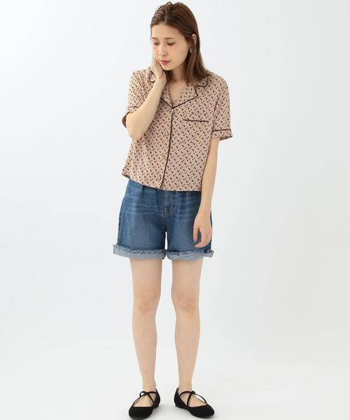 Another Edition（アナザーエディション）の「プリントトリミングシャツ/ AEMFC PRT TRM  SHT●（シャツ/ブラウス・レディース・ブラック/ベージュ・フリー）」の3枚目の写真