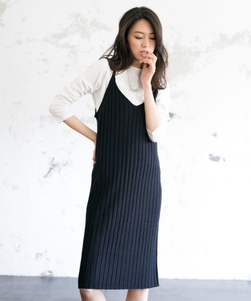 GLOBAL WORK(グローバルワーク)の「2セットニットキャミワンピース/726113(ワンピース・レディース・グレー/ベージュ/ネイビー・LARGE/MEDIUM)」の3枚目の写真
