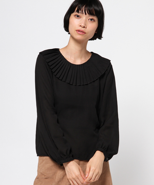merlot plus(メルロープリュス)の「プリーツピエロ襟ブラウス2300(シャツ/ブラウス・レディース・アイボリー/ブラック/ピンク・FREE)」の18枚目の写真