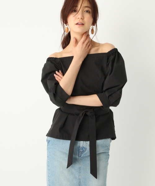 A part by（アパートバイ）の「【お洗濯OK/CLASSY.6月号掲載】T400/ベルトツキブラウス5S 752277 （シャツ/ブラウス・レディース・ベージュ/ライトパープル/ブラック/ホワイト・FREE）」の2枚目の写真