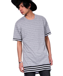 ８(eight) | ロング丈 半袖 Tシャツ ボーダー タンクトップ付き(タンクトップ)