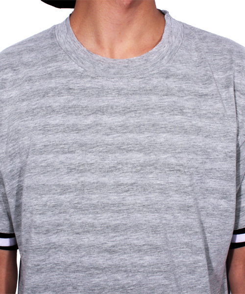 8(eight)(エイト)の「ロング丈 半袖 Tシャツ ボーダー タンクトップ付き(タンクトップ・メンズ・グレー/ブラック/ホワイト・MEDIUM/LARGE)」の17枚目の写真