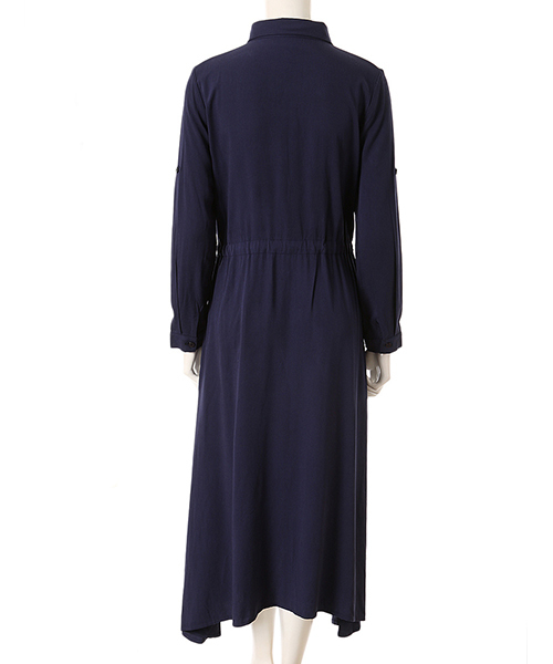 Color（カラー）の「ミリタリーロングシャツワンピース（シャツワンピース・レディース・ネイビー/ベージュ・MEDIUM）」の8枚目の写真