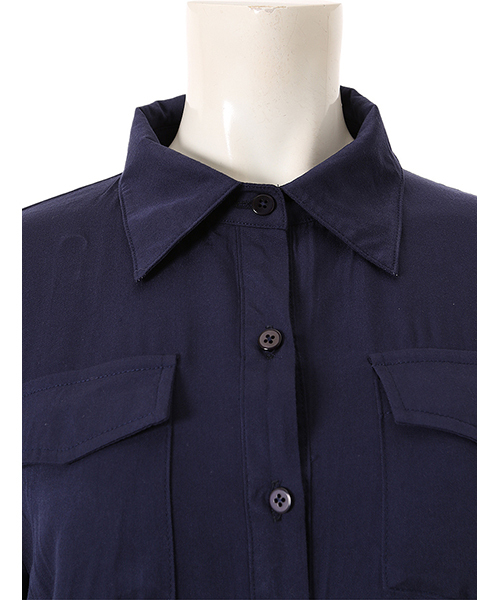 Color（カラー）の「ミリタリーロングシャツワンピース（シャツワンピース・レディース・ネイビー/ベージュ・MEDIUM）」の3枚目の写真