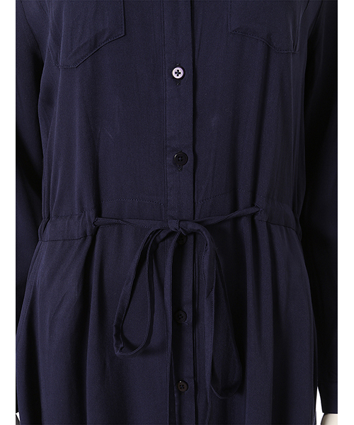 Color（カラー）の「ミリタリーロングシャツワンピース（シャツワンピース・レディース・ネイビー/ベージュ・MEDIUM）」の4枚目の写真