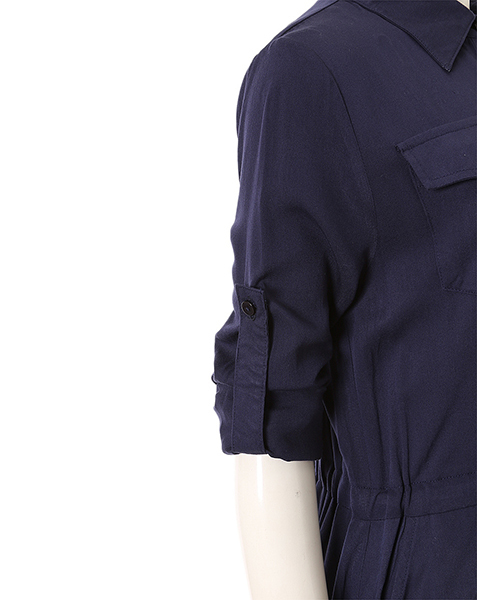 Color（カラー）の「ミリタリーロングシャツワンピース（シャツワンピース・レディース・ネイビー/ベージュ・MEDIUM）」の5枚目の写真